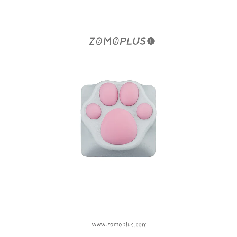 ALUMINUM & SILICONE KITTY PAW ARTISAN KEYCAP KEYCAP COLOR: WHITE, PAW COLOR: PINK