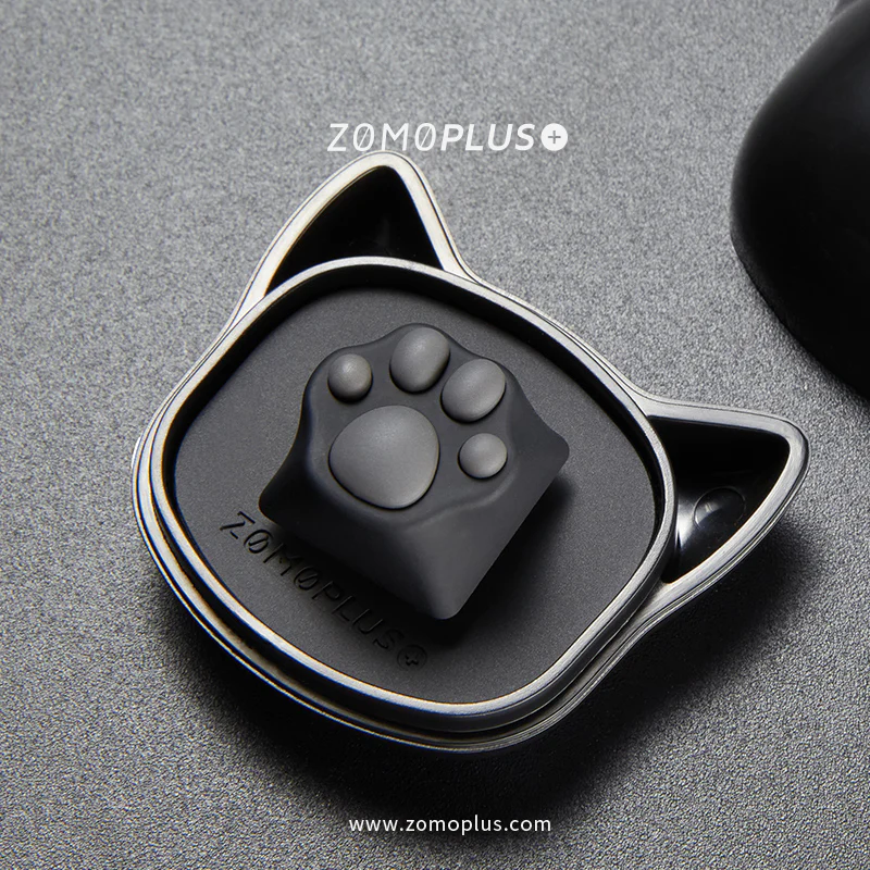 ABS & SILICONE KITTY PAW ARTISAN KEYCAP KEYCAP COLOR: BLACK, PAW COLOR: GREY