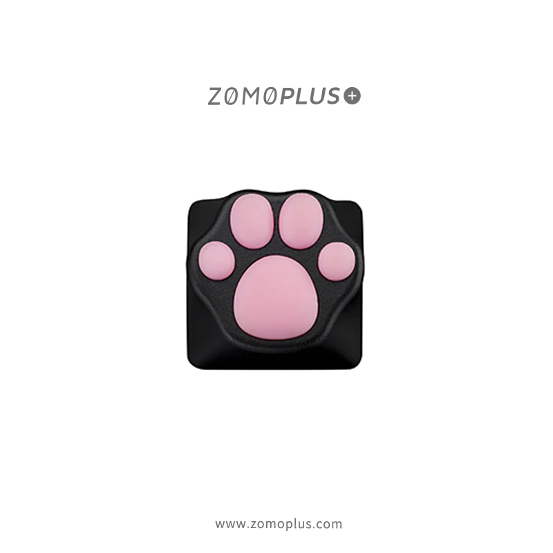 ALUMINUM & SILICONE KITTY PAW ARTISAN KEYCAP KEYCAP COLOR: BLACK, PAW COLOR: PINK