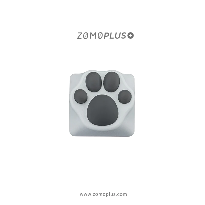 ALUMINUM & SILICONE KITTY PAW ARTISAN KEYCAP KEYCAP COLOR: WHITE, PAW COLOR: GREY