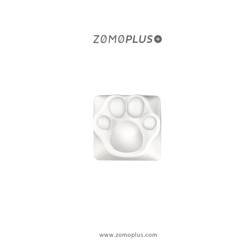 ALUMINUM & SILICONE KITTY PAW ARTISAN KEYCAP KEYCAP COLOR: WHITE, PAW COLOR: TRANSLUCENT