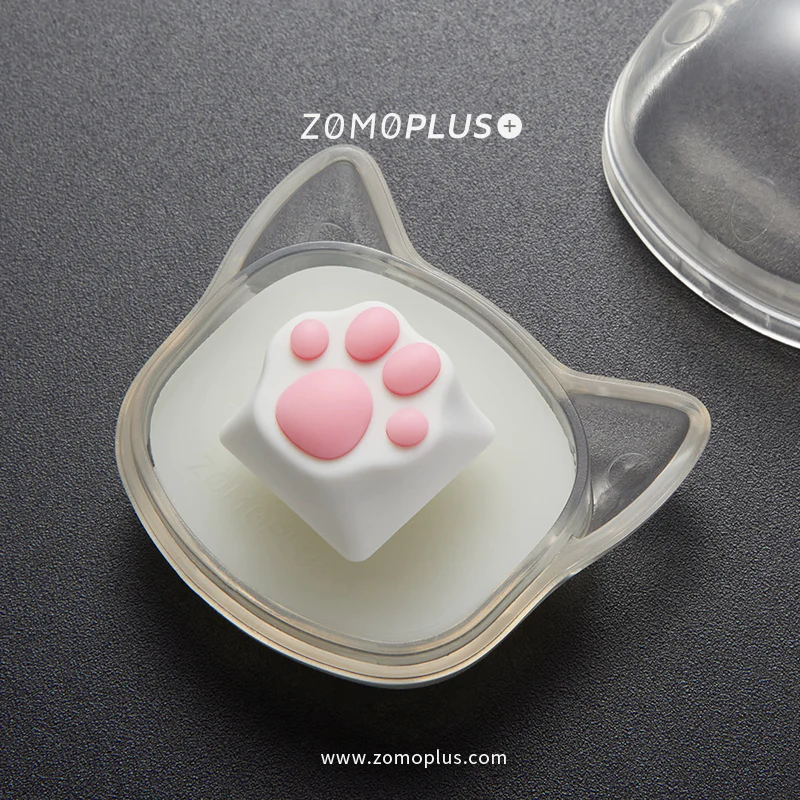 ABS & SILICONE KITTY PAW ARTISAN KEYCAP KEYCAP COLOR: WHITE, PAW COLOR: PINK