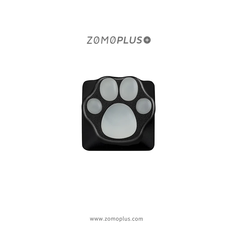 ALUMINUM & SILICONE KITTY PAW ARTISAN KEYCAP KEYCAP COLOR: BLACK, PAW COLOR: TRANSLUCENT