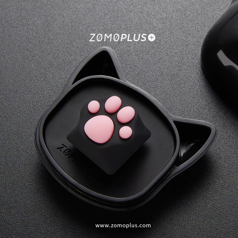 ABS & SILICONE KITTY PAW ARTISAN KEYCAP KEYCAP COLOR: BLACK, PAW COLOR: PINK