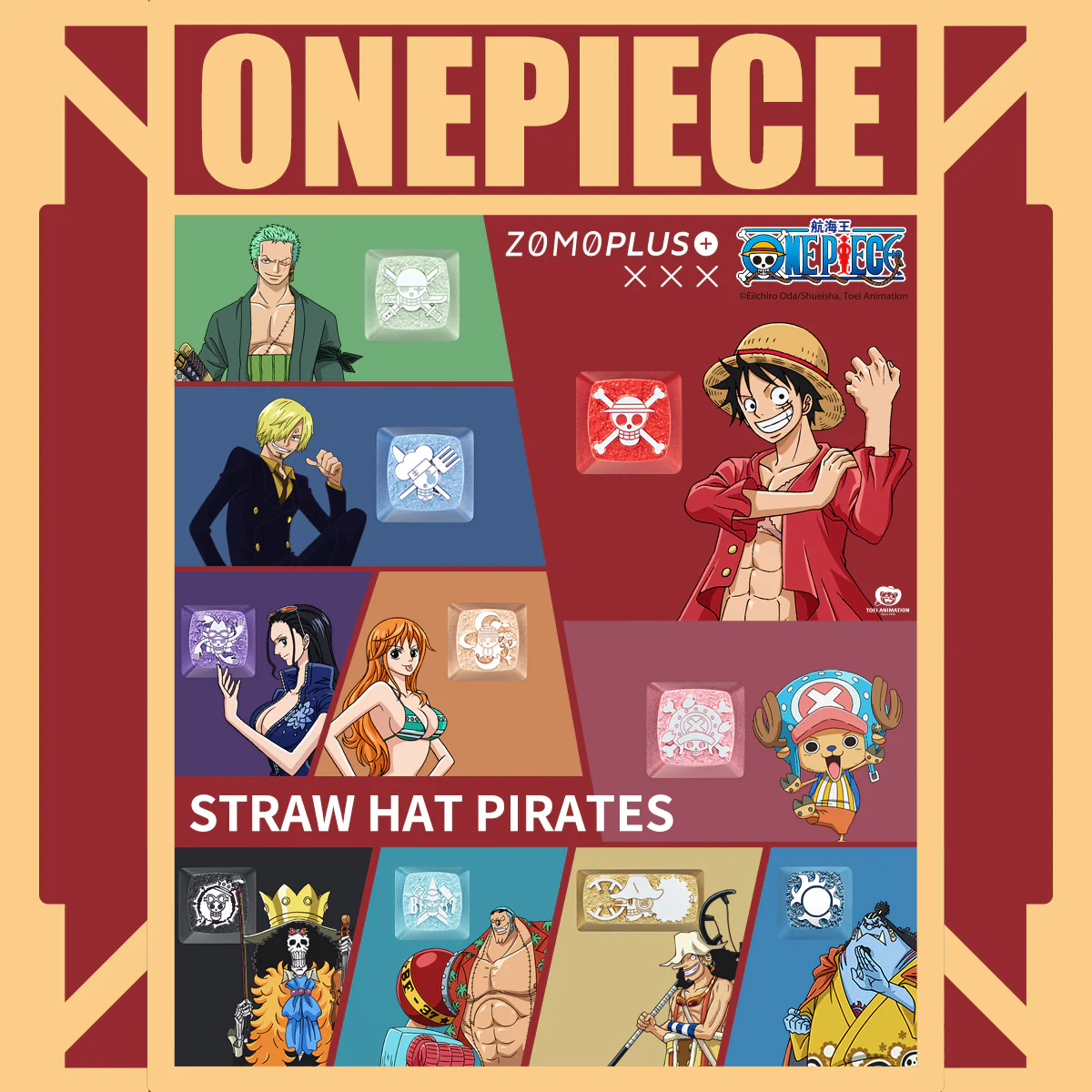 Straw Hat Pirates Aluminum Artisan Keycap (Set of  Straw Hat Pirates Aluminum Artisan Keycap (Set of 10)